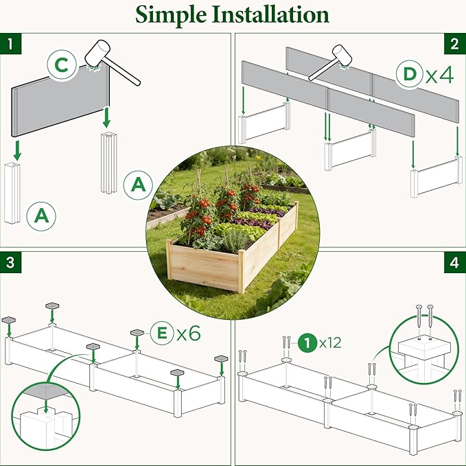 MIXC 8×2ft Wooden Horticulture Raised Garden Bed Divisible Elevated Planting - Image 9