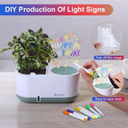 Self-Watering Plant Pot with LED Note Board & 7 Colors Pen Acrylic Message - Image 9