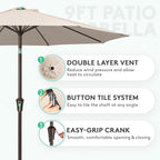 JEAREY 9FT Outdoor Patio Umbrella Outdoor Table Umbrella - Image 2
