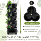 Umigy 2 Set Black 7 Tier Stackable Vertical Planters - Image 4