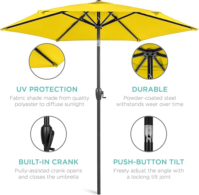 Best Choice Products 7.5ft Heavy-Duty Round Outdoor Market Table Patio Umbrella - Image 5