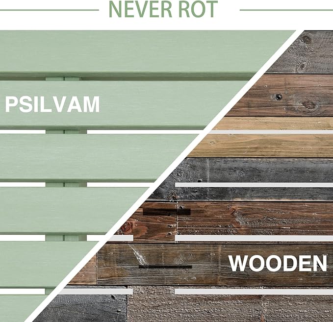 Psilvam Outdoor Bench, Two Person Poly Lumber Porch Bench, Weatherproof Garden - Image 4