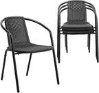 VINGLI PE Rattan Outdoor Dining Chairs Set of 4, Plastic Stackable Patio Chairs by VINGLI