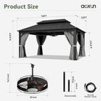 Aoxun 12'x16' Hardtop Gazebo, Aluminum Frame Canopy - Image 7