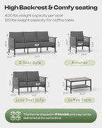Aluminum Outdoor Patio Couch Loveseat, HDPE Rope Patio Sofa - Image 2