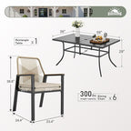 7 Pieces Patio Dining Set, 6 x Woven Rattan Chairs - Image 3