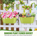 OBTANIM 4 Pack Metal Hanging Flower Pots Iron Railing Planter Outdoor Fence - Image 4