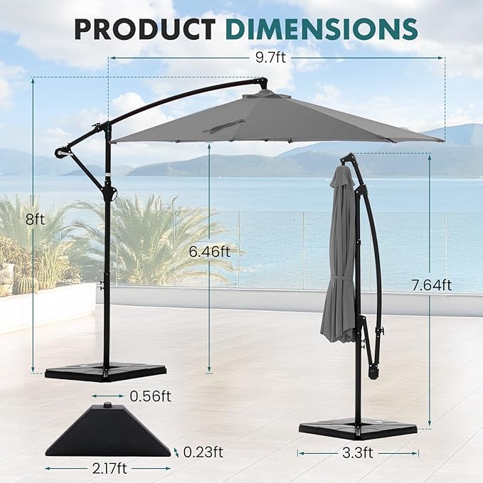 OLIXIS 9.7FT Offset Patio Umbrella - Image 5