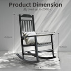 Patio Rocking Chair Outdoor Set of 1, Weather Resistant Poly Resin Oversized - Image 2