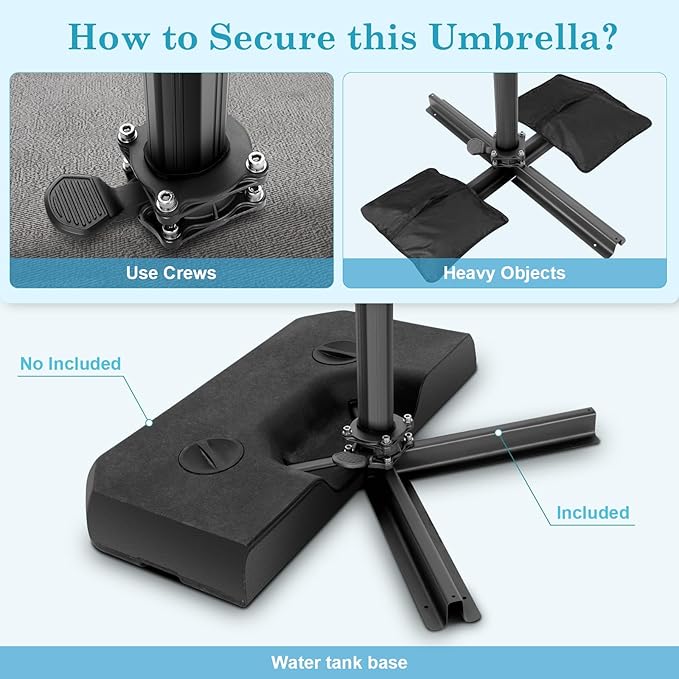 HOTEEL10x10ft Patio Umbrella Cantilever Umbrellas - Image 8