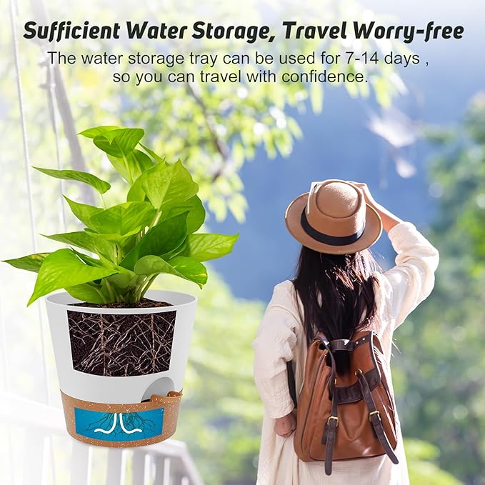 10 inch Plant Pots, Self-Watering Planters - Image 6