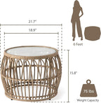 Furniture of America Ysar Boho Rattan Round Coffee Table Outdoor - Image 2