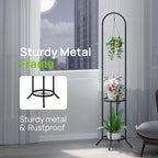 2-tier Hanging Plant Stand Plant Hanger Indoor Outdoor Corner Plant Stands - Image 4