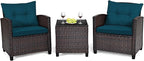 Tangkula 3 Pieces Patio Furniture Set, PE Rattan Wicker 3 Pcs Outdoor Sofa Set by TANGKULA