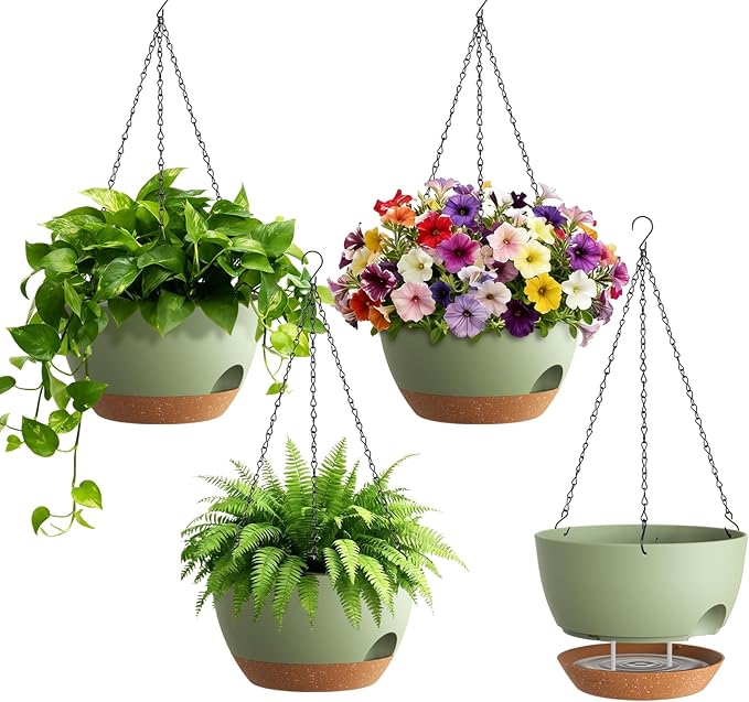 4 Pack 8 Inch Self Watering Hanging Planters by UOUZ