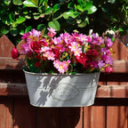 3 Pack Metal Railing Planters, 10.5" Oval Hanging Flower Pots - Image 7