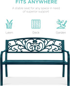 Best Choice Products Outdoor Bench Steel Garden Patio Porch Furniture - Image 3