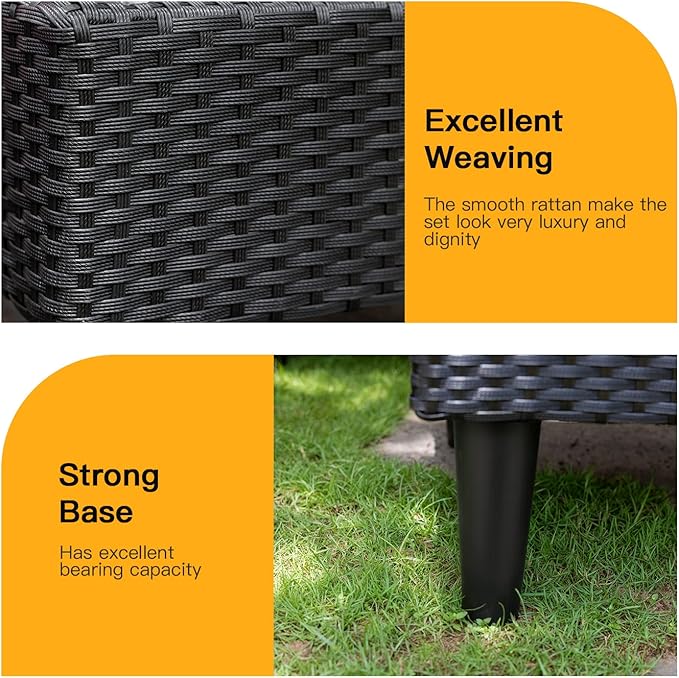 5 Pieces Patio Furniture Sets Outdoor Sectional Sofa Rattan Chair Wicker - Image 4