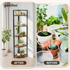 Corner Plant Stand with Grow Light Shelf 5 Tiered Plant Stand 59” Tall Flower - Image 4