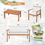 Devoko Patio Furniture 4 Piece Acacia Wood Outdoor Conversation Sofa Set - Image 7