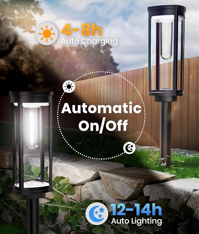 Solar Pathway Lights Outdoor Powered Waterproof 8 Pack Upgraded Solar Walkway - Image 6