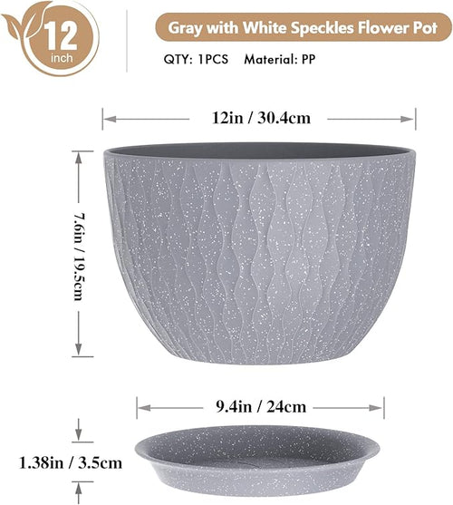 12 Inch Wide Water Ripples Flower Pots - Image 2