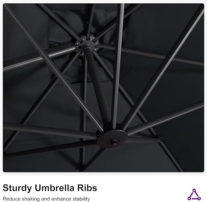 PURPLE LEAF 11.5' X 11.5' Telescopic Patio Umbrella - Image 8