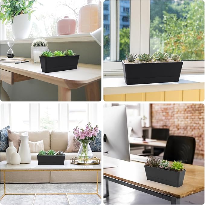 GREANER 16x3.8 Inch Herb Window Boxes 1PCS, Succulent Flower Rectangular - Image 6