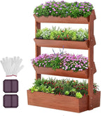 DoCred Vertical Wooden Raised Garden Bed, 4 Tier Garden Planters Freestanding by DoCred