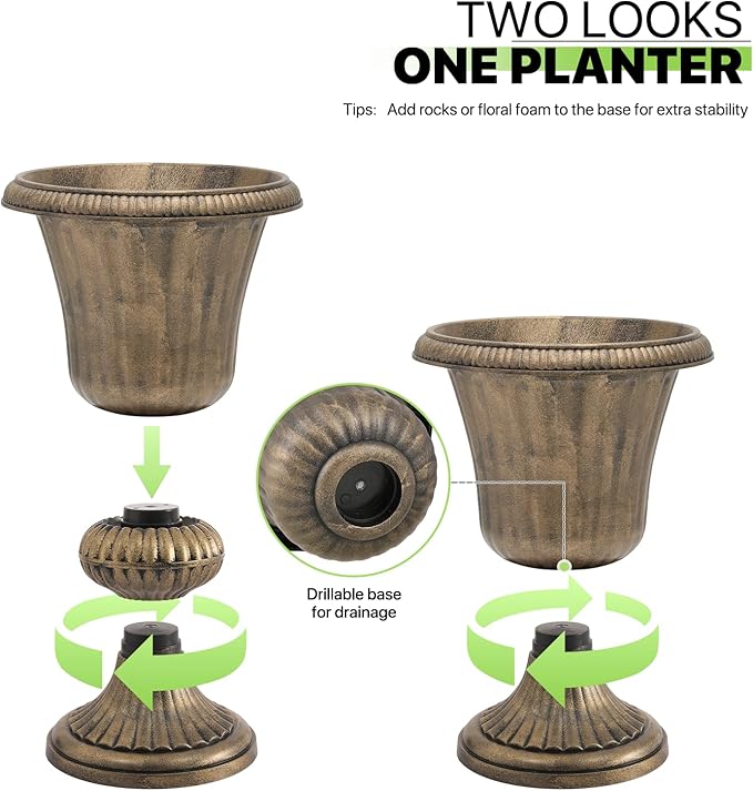 Magshion 20" Urn Planter for Outdoor and Indoor Plants, Large Decorative Front - Image 5