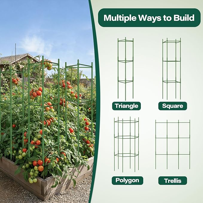 Halatool 6 Pack Tomato Cages for Garden, 48 Inch Adjustable Tomato Cage Plant - Image 4