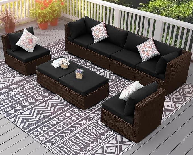 NICESOUL 8 Seater Modern Outdoor Seating Group, Plus Size Big Wicker Patio - Image 3