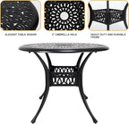 35" Outdoor Dining Table, Cast Aluminum Patio Bistro Table - Image 4