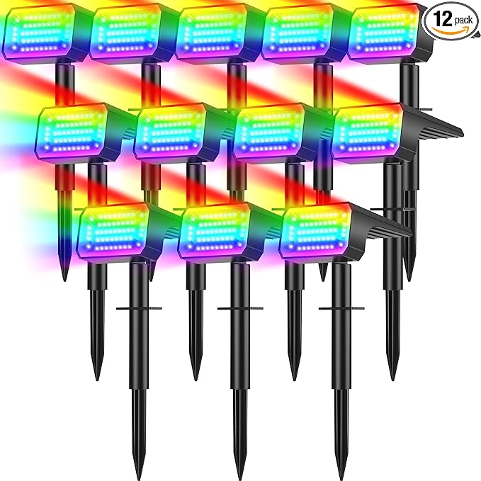Solar Color Changing Spot Lights Outdoor Waterproof IP65, 2-in-1 Landscape by NACINIC