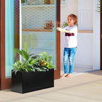 Galvanized Steel Metal Planter 25" L x 11" W x 13" H Rectangular Indoor Black - Image 8