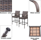 Homall Patio Bar Stools Wicker Barstools Indoor Outdoor Bar Stool Patio - Image 5