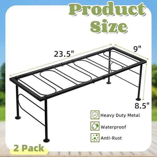 2 Pack Metal Plant Stand Indoor Outdoor, 1 Tier Heavy Duty Flower Pot Stands - Image 2