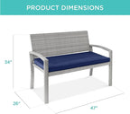 Best Choice Products Outdoor Bench 2-Person Wicker Garden Patio Benches Seating - Image 2