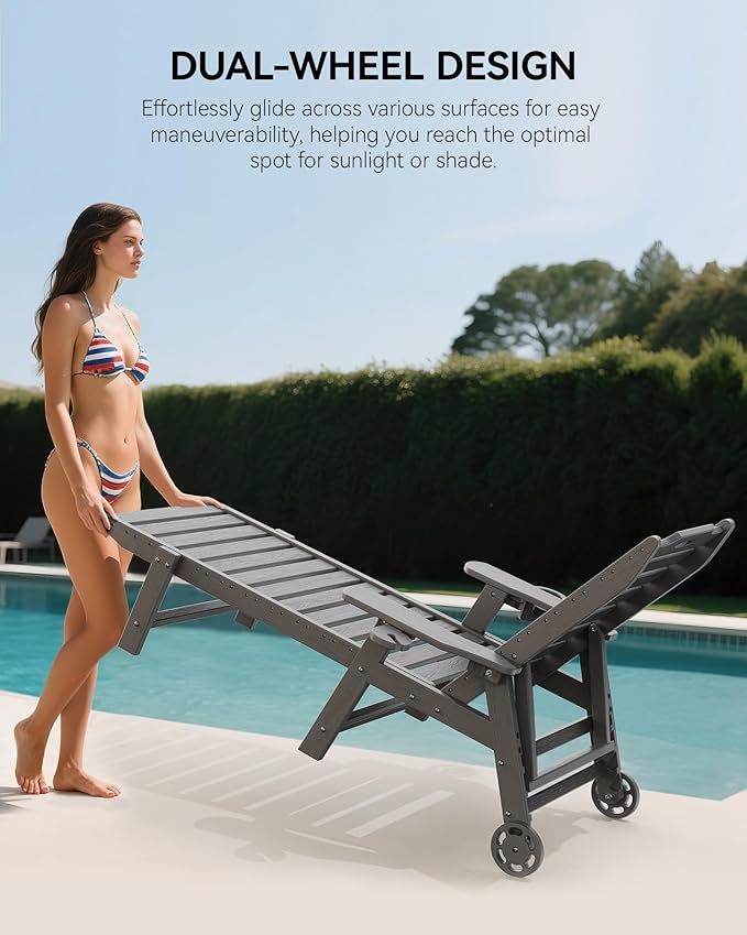 Carauci Lounge Chair Outdoor, HDPE Chaise Lounge - Image 4