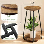 Plant Stand Indoor, 2 Tier Plant Shelf Pedestal Stand Flower Stand, Metal Wood - Image 3