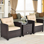 Tangkula 3 Pieces Patio Furniture Set, PE Rattan Wicker 3 Pcs Outdoor Sofa Set - Image 3