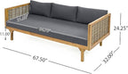 Merax 67.5" Outdoor Patio Daybed 3 Seater Sofa Bed, Acacia Wood Frame - Image 2