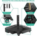 Umbrella Base with 5 Wheels, Upgraded 145lb Umbrella Stand Base, Heavy Duty & - Image 6