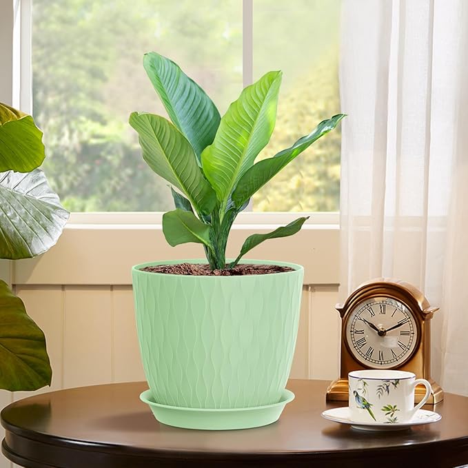 7 inch Flower Pots, 5 Pack Plant Pots - Image 5