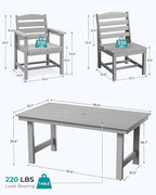 SERWALL Patio Dining Sets for 6 Person, HDPE Dining Set - Image 2