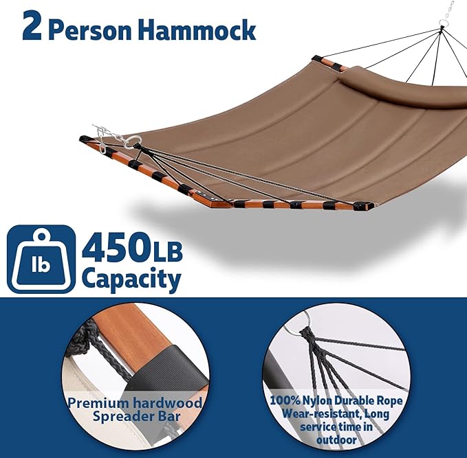 TegerDeger 12FT 2 Person Hammock Large Hammock 450LB Capacity - Image 4