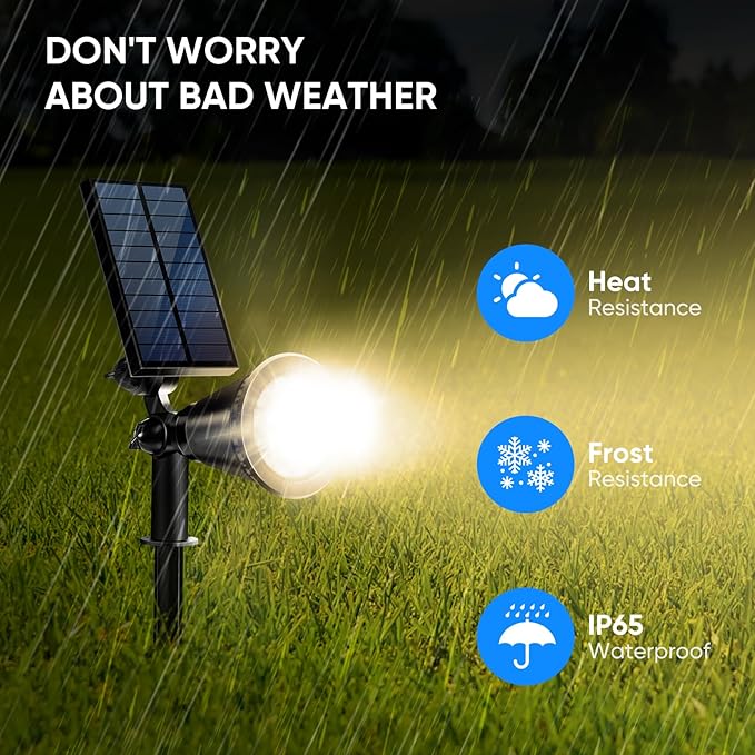 KEV 800 Lumens Solar Spot Lights Outdoor, 18 LEDs Solar Flood Lights - Image 6