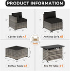 Aoxun Patio Furniture Sets, 15-Piece Outdoor Patio Furniture - Image 2