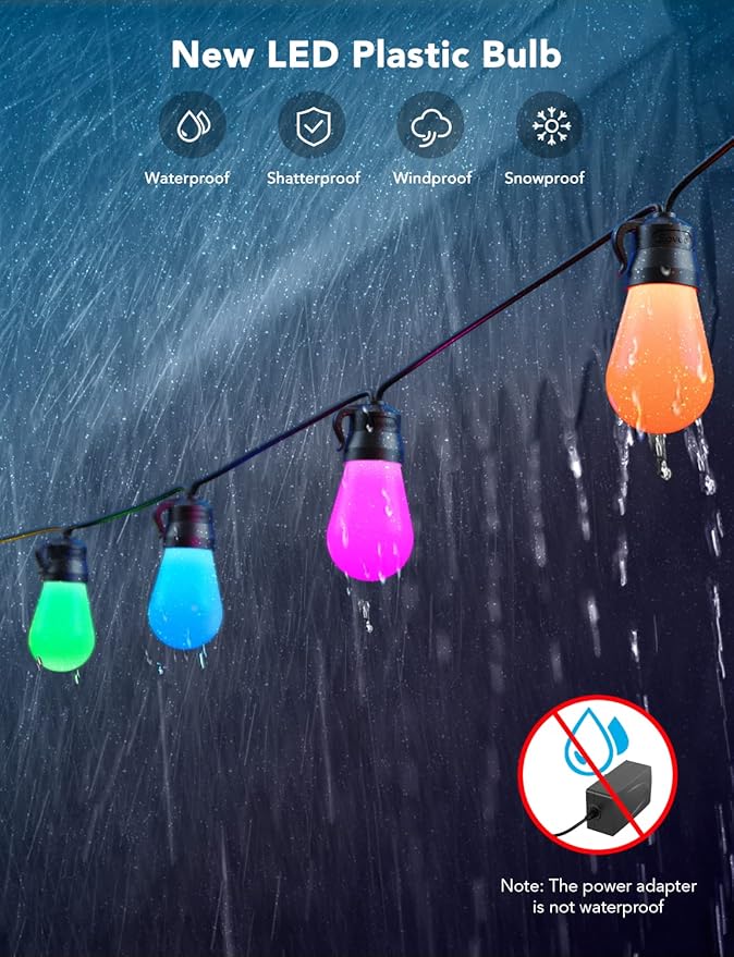 Govee Smart Outdoor String Lights H7029, 24ft RGBIC Outdoor Lights - Image 5