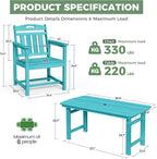 HDPE Outdoor Dining Set, Patio Table and Chairs Set, All-Weather 5-Piece - Image 2